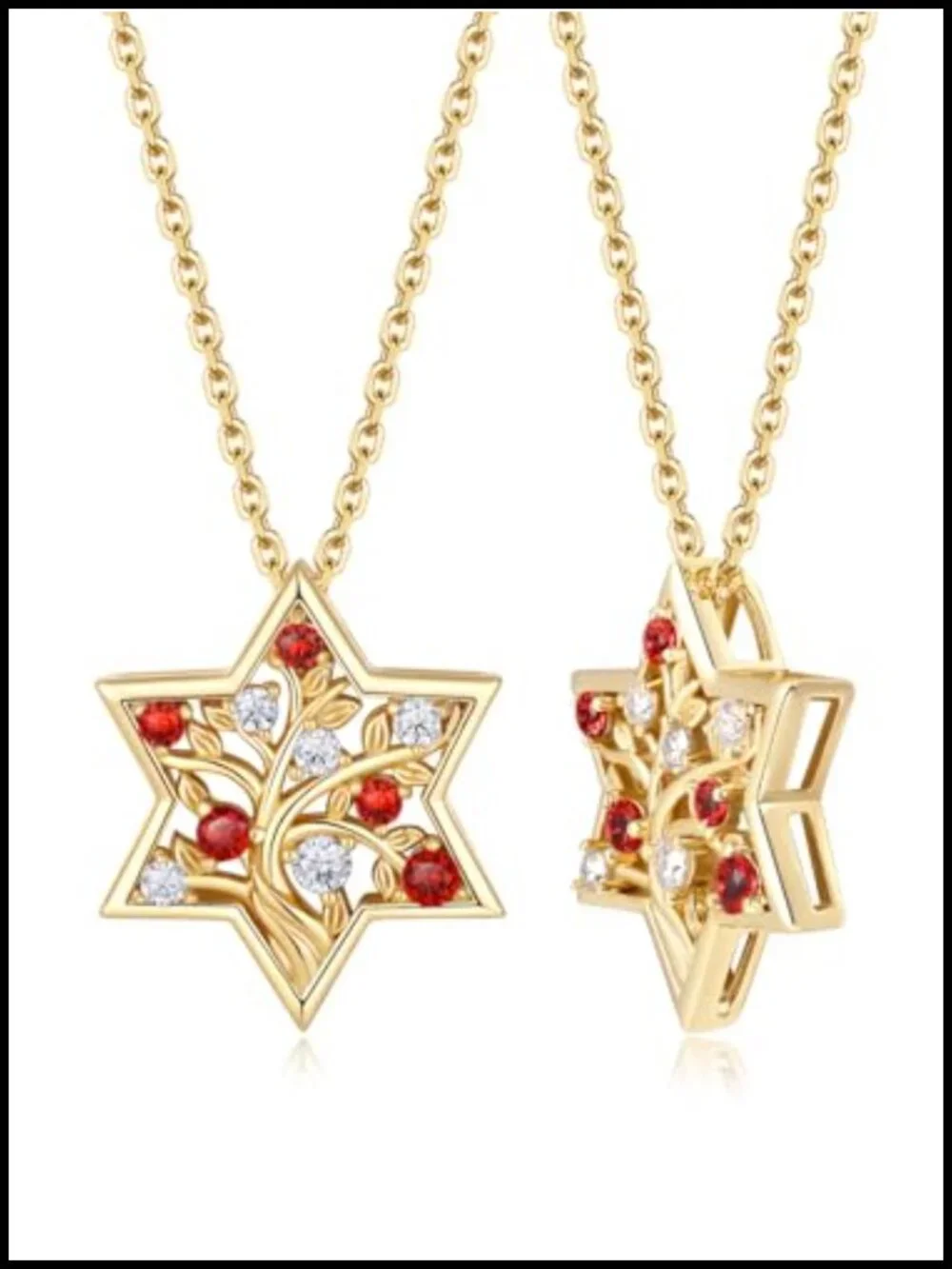 Tree of Life Pendant Necklace, 925 Sterling Silver, Moissanite & Ruby, 16-20